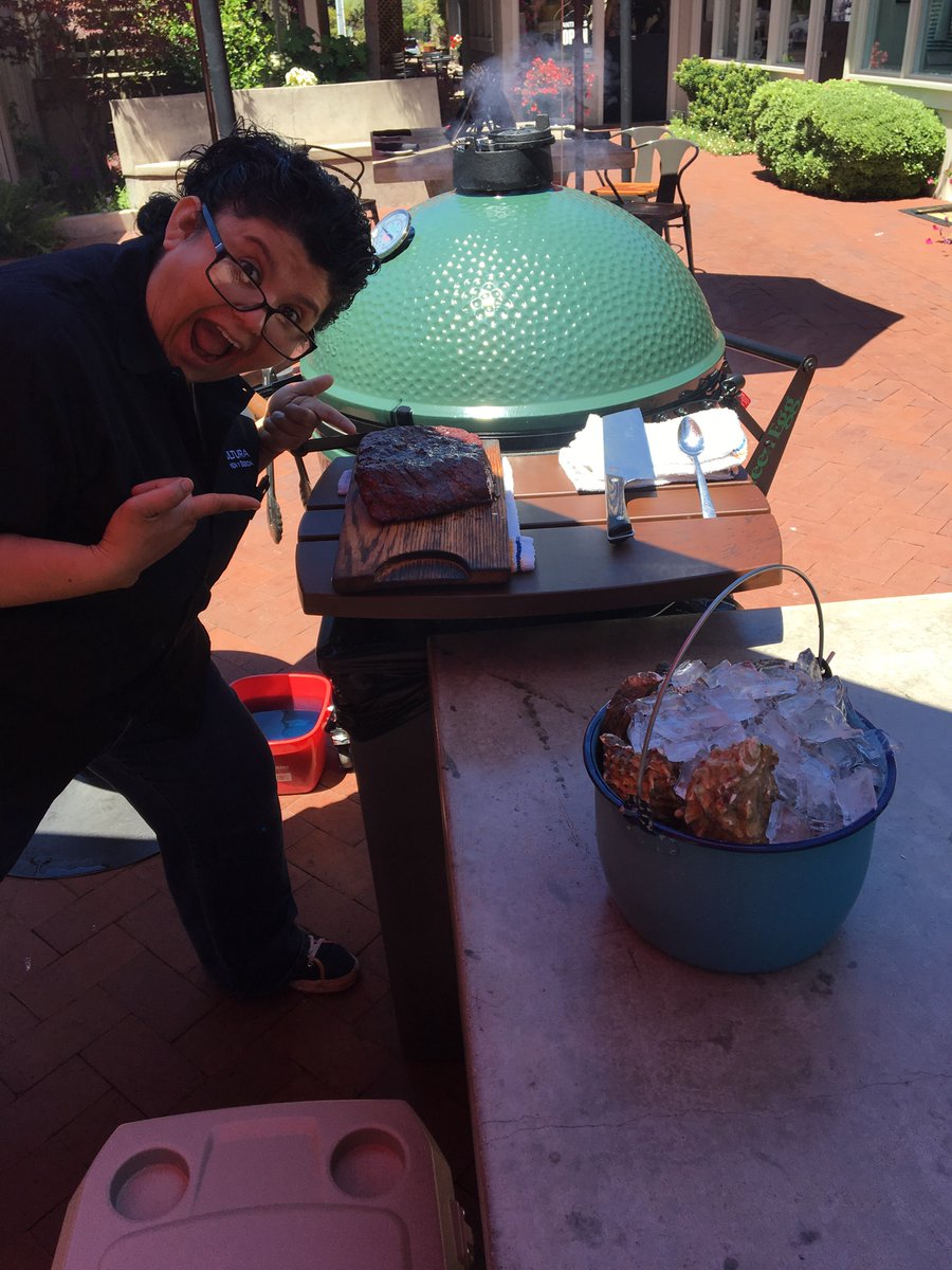 Michelle getting crazy with her Big Green Egg !