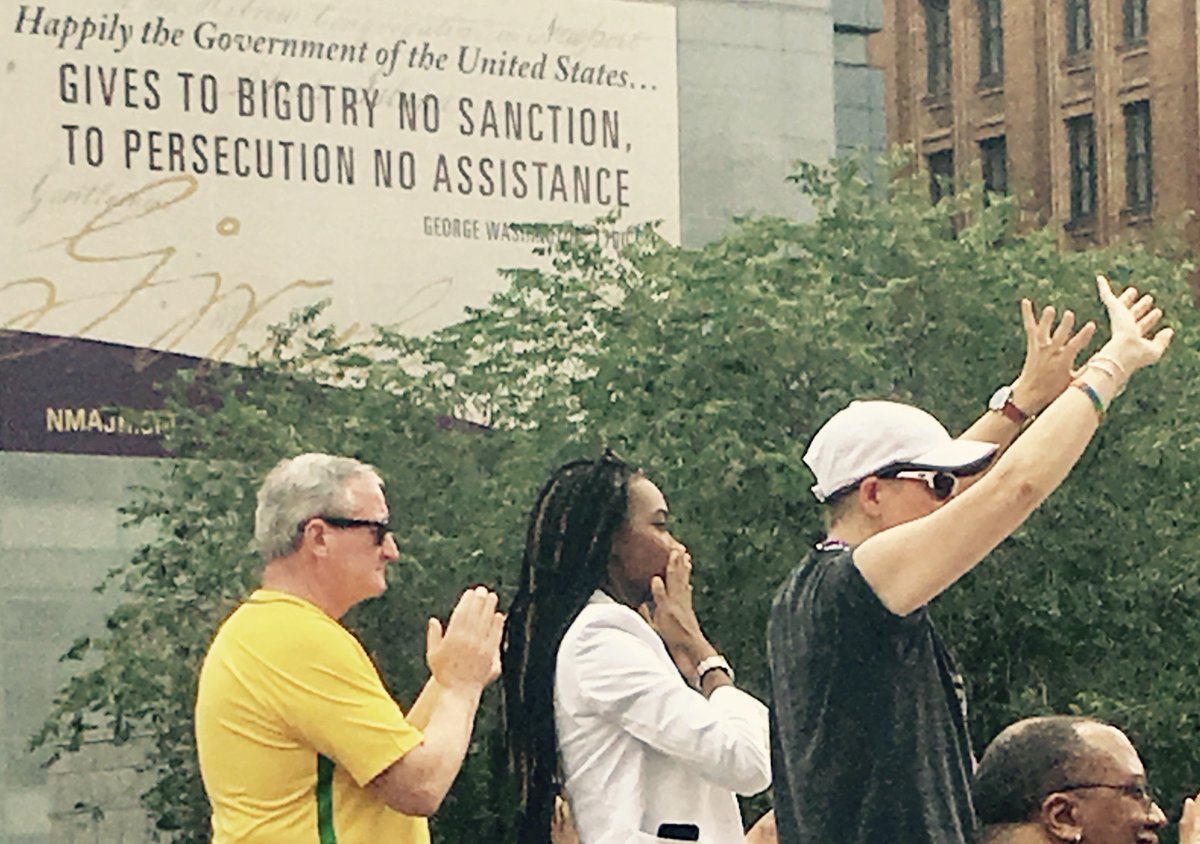 devinhouseesq's tweet photo. The U.S.
GIVES TO BIGOTRY NO SANCTION, 
TO PERSECUTION NO ASSISTANCE. 
G.W.  
#phillypride #phillymayor @JimFKenney https://t.co/zB2AvUQrTP