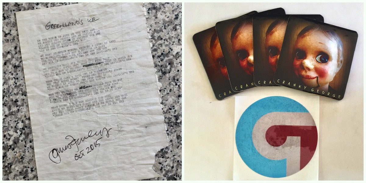 Tomorrow's FB giveaway.  Original lyric sheet signed by @James_Fearnley + goodies!  #crankymondays #pogues