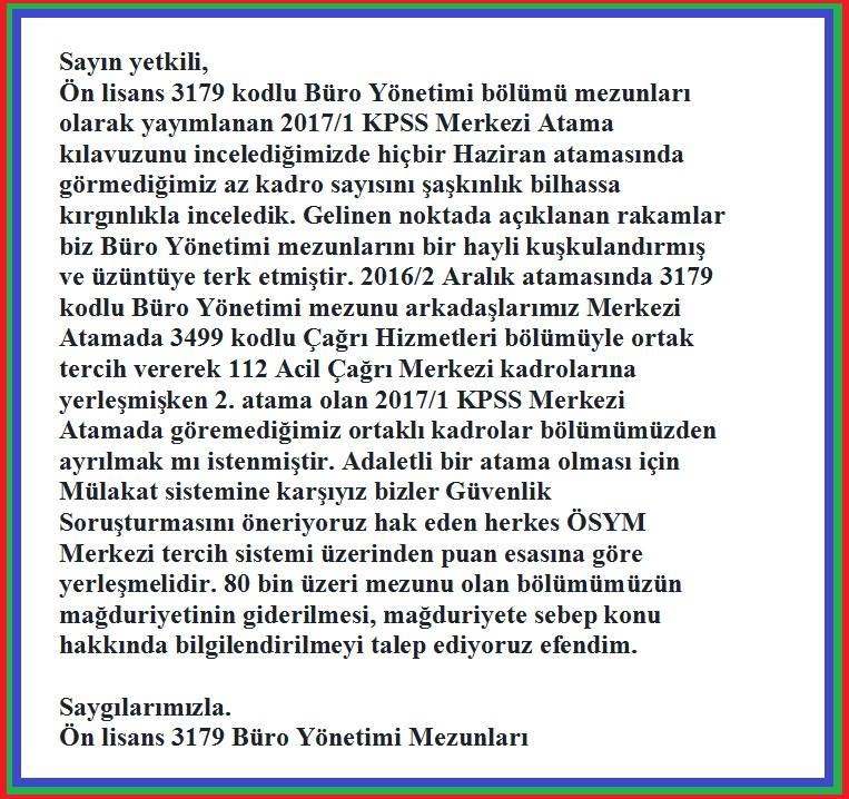 #3179BüroYönetimiKadroİstiyor Sayın Bakanım büro yönetimi olarak mağduruz <a href="/suleymansoylu/">Süleyman Soylu</a>