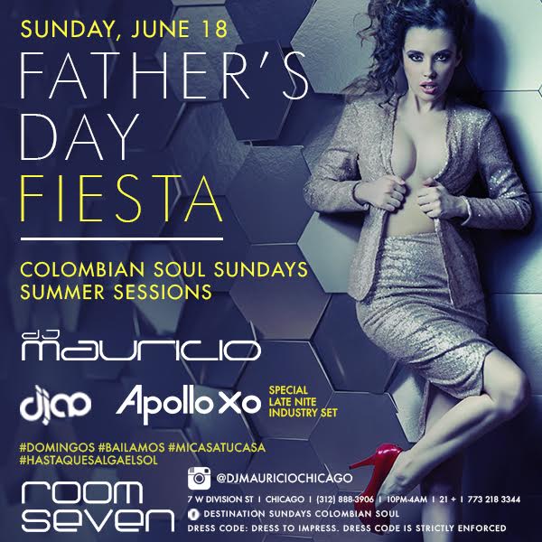 Room7Chicago's tweet photo. #Celebrate #FathersDay with us tonight at our hottest #fiesta!

#Room7Chicago #DestinationSunday #RumbaColombiana #ColombianSoul #Chicago https://t.co/znuWw2kPB1