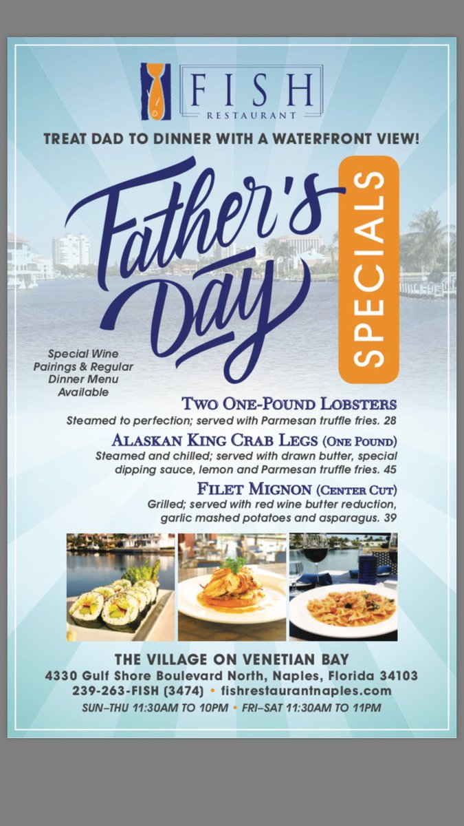 fishnaplesfl's tweet photo. Celebrate Father's Day with us at FISH! https://t.co/YqcM9yLLNT