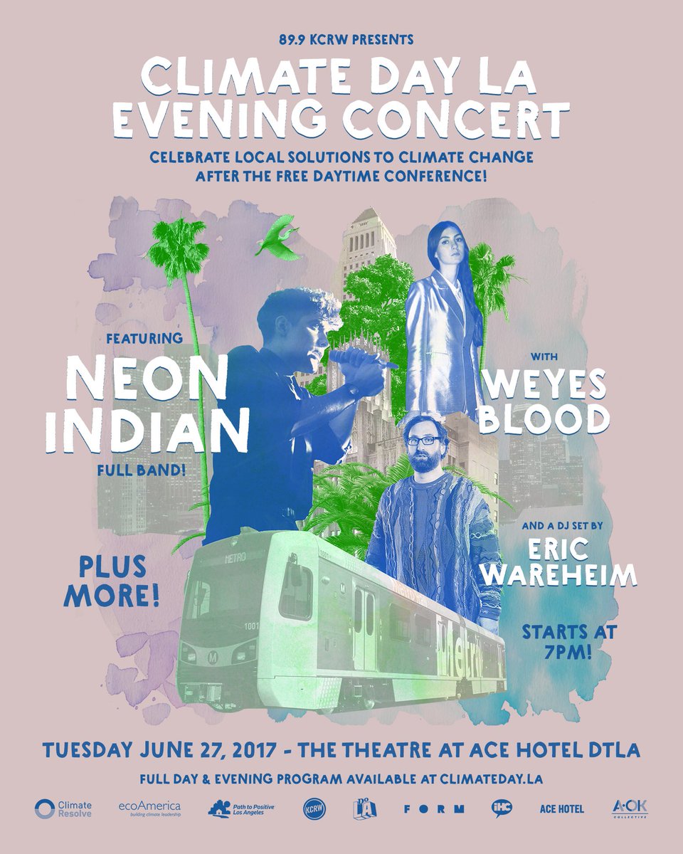 restlessnites's tweet image. #ClimateDayLA 2017 draws near with benefit show to cap it off

🌏 @NeonIndian LIVE
🌍 @WeyesBlood
🌎 @ericwareheim DJ

tickets ➬ climateday.la