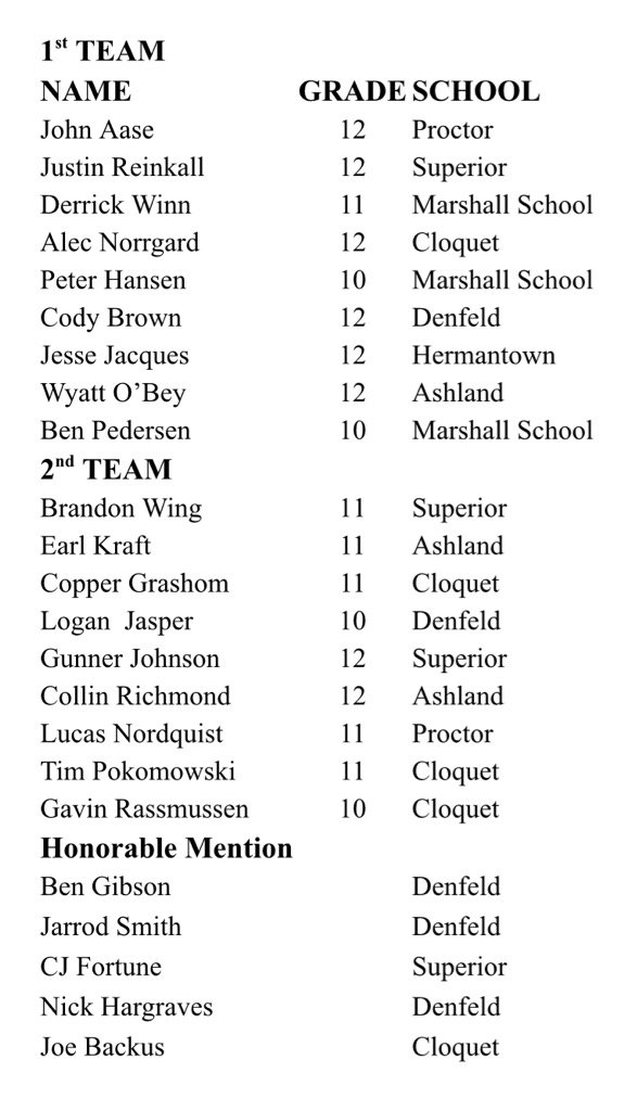 All-Lake Superior Conference baseball teams. #mshsl