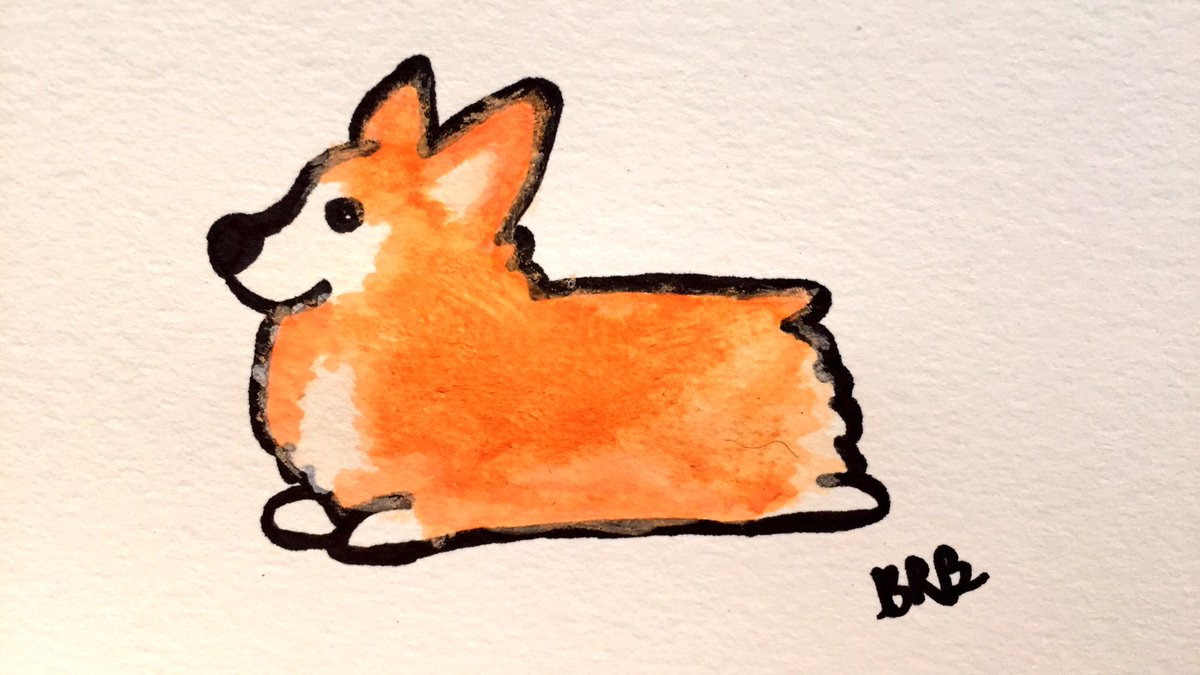 bonniebohan's tweet photo. Playing with #watercolors today! 🎨 #corgi #sploot https://t.co/8k9xdZ1FSi