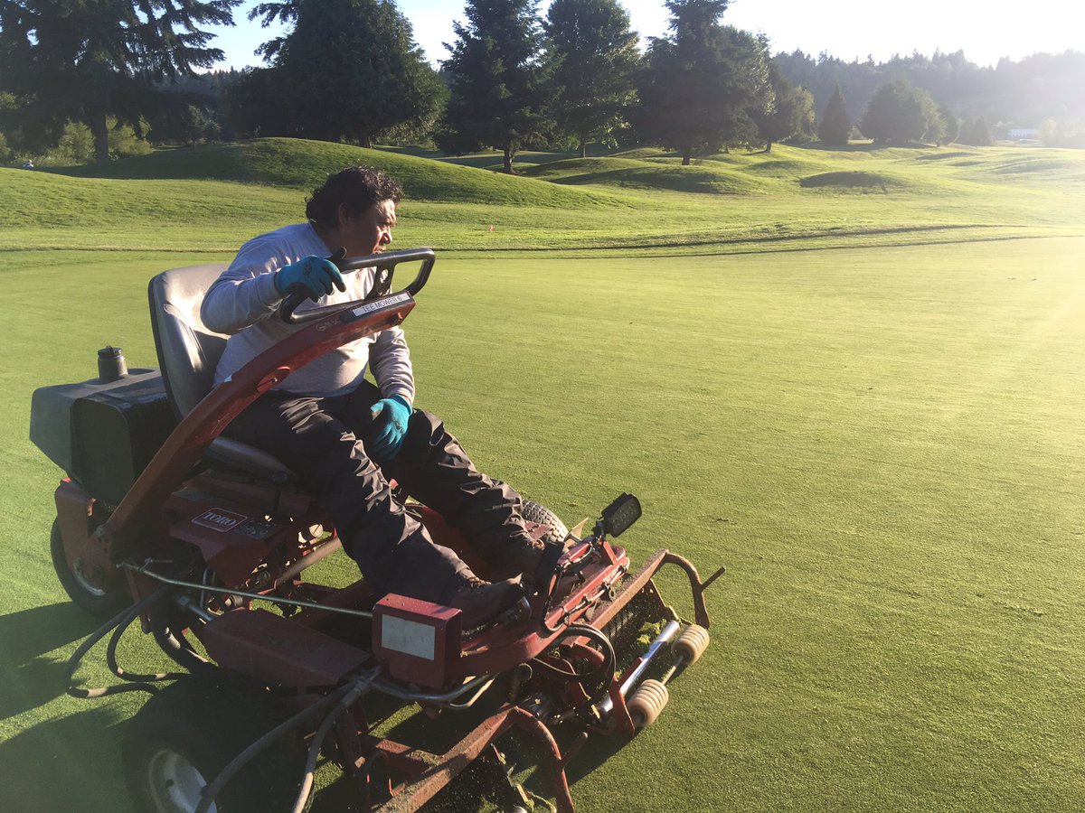 RS_turf's tweet photo. The Sunday night Verticut/topdress crew kill it every week. Improvement in the greens this year is all on these folks. #willowsrun #bestcrew https://t.co/sdjKuWCM44