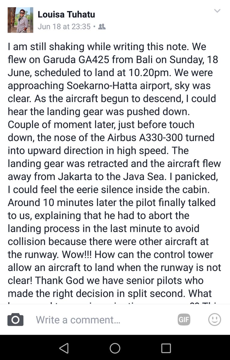 ndorokakung's tweet photo. Membaca pengalaman mencekam penumpang pesawat yang nyaris tabrakan di bandara Cengkareng https://t.co/VBi3bqfEhd