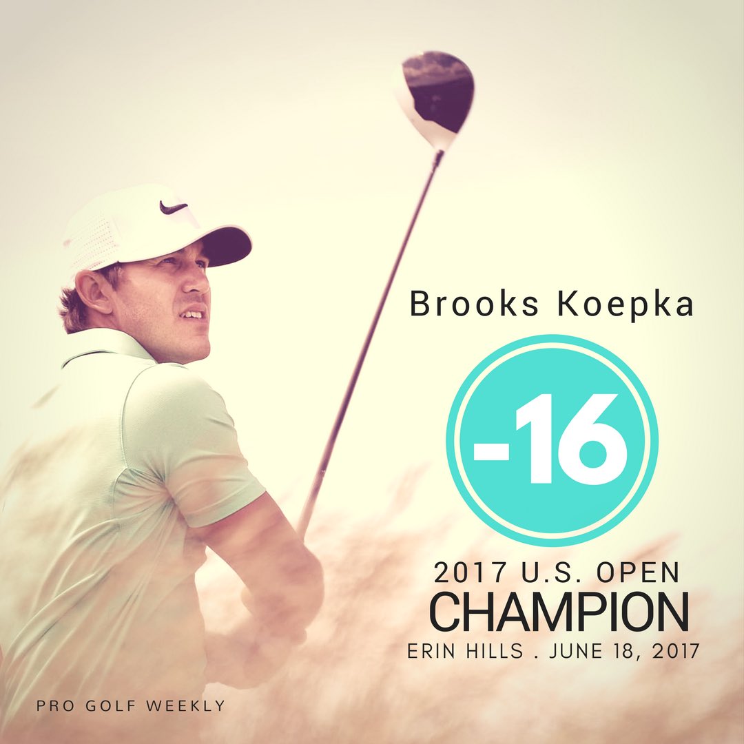 Brooks Koepka wins the 2017 US Open at 16-under #USOpen #USOpen2017 #ErinHills
