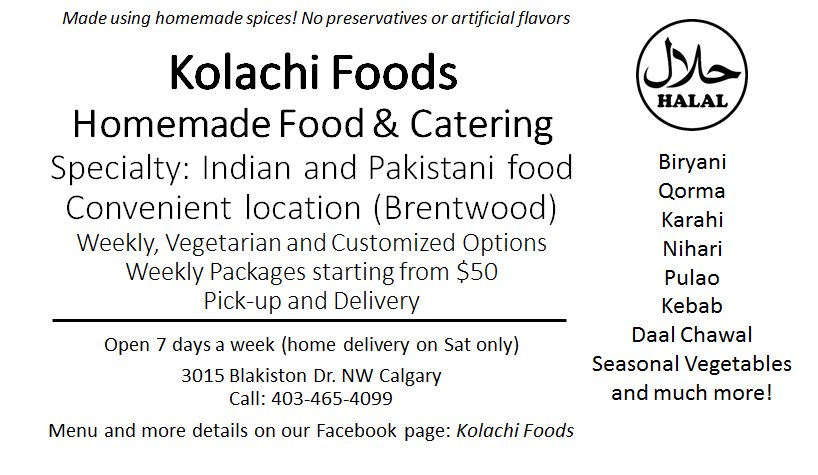 <a href="/HalalCowboy/">Calgary Halal Cowboy</a> Please try this Eid! Guarantee on taste, quality and quantity. Please check our FB page: facebook.com/KolachiFoods/