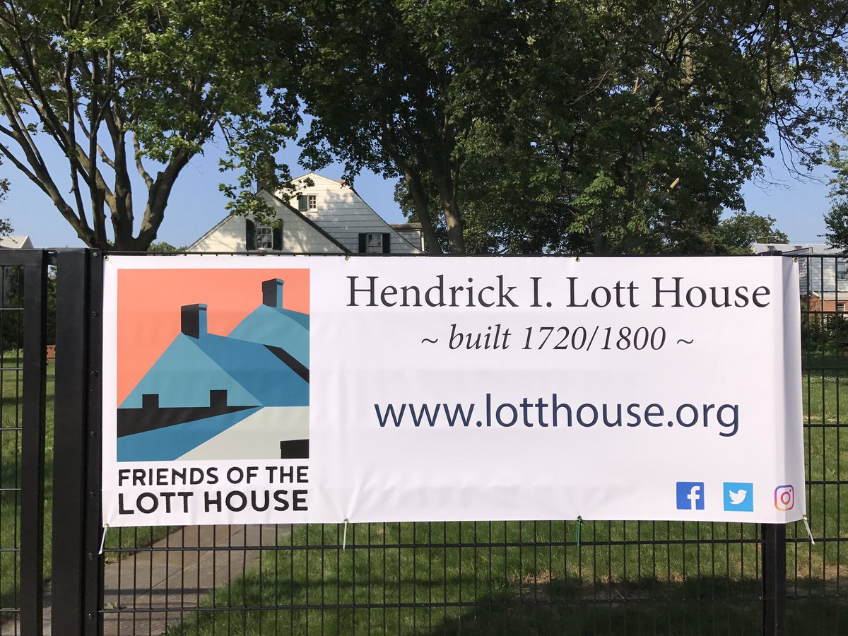 builtbrooklyn's tweet image. New Lott House banner, E35th St, Marine Park. Hundreds bike past here weekends on way to Fort Tilden from Williamsburg. Logo by yours truly.