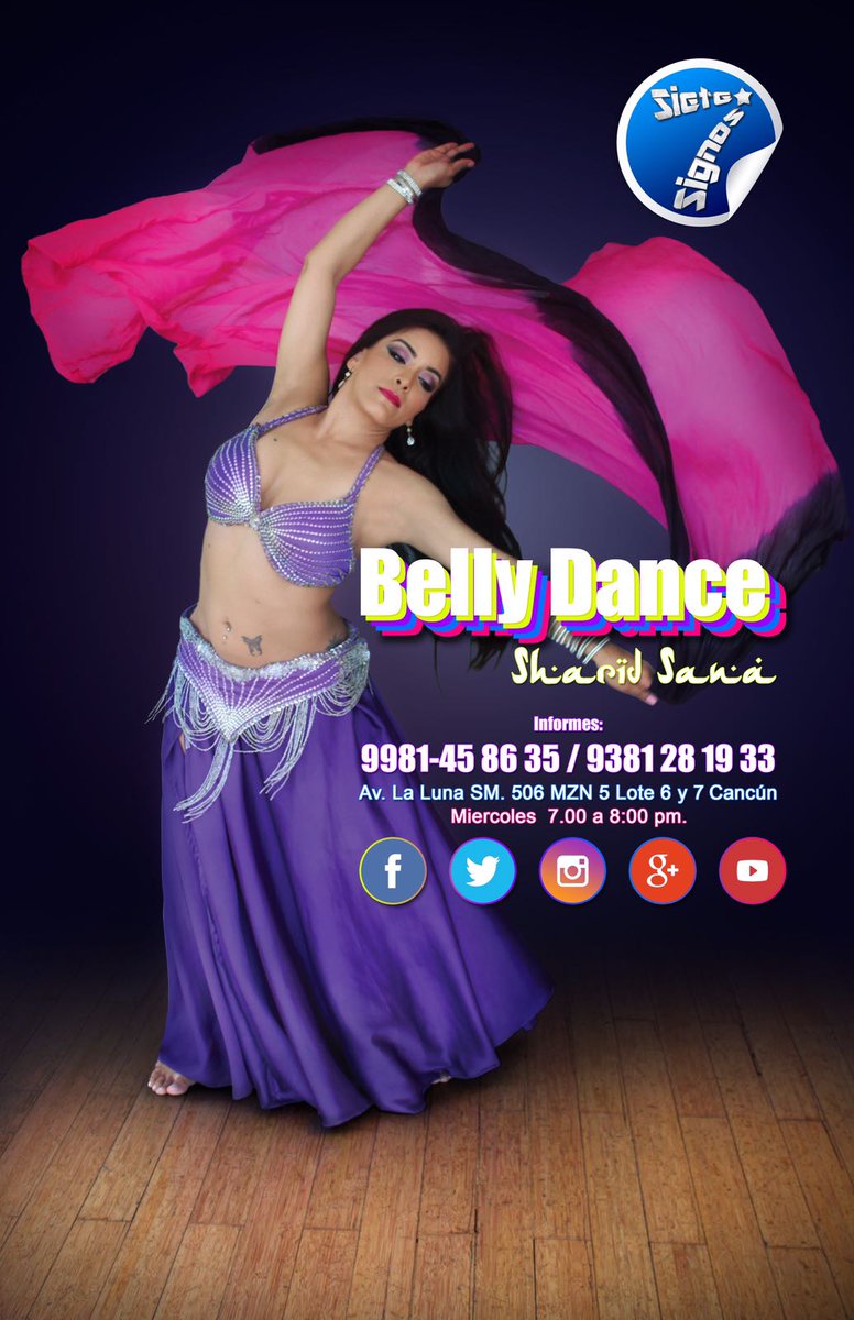 7signos's tweet photo. Este miércoles 21/06 no te pierdas Clase muestra de Belly Dance con nuestra hermosa maestra Sharid Sana #SieteSignos https://t.co/xXRXjqbta1