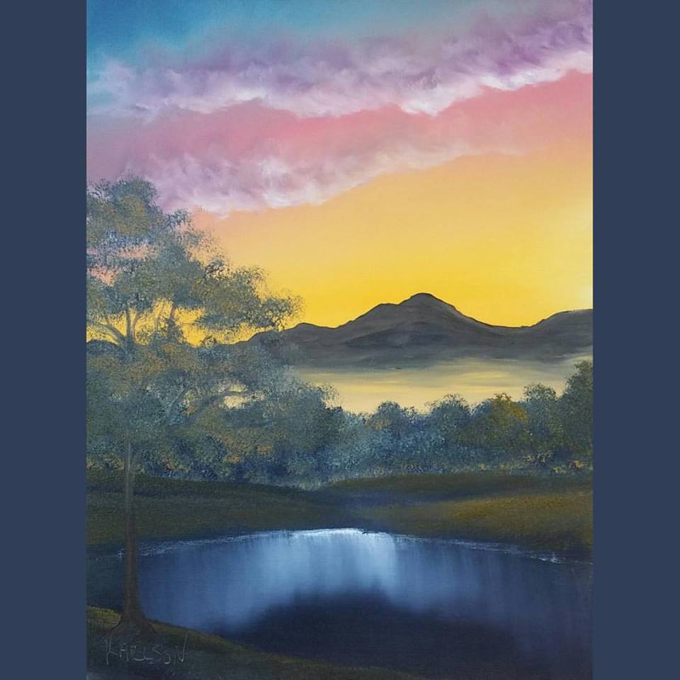RKarlsonDesigns's tweet photo. My happy little #PaintWithRachel result from Friday!! #BobRossStyle is so addicting!! I missed everything about oils 😍@BobRossOfficial https://t.co/OnLLfmC26l