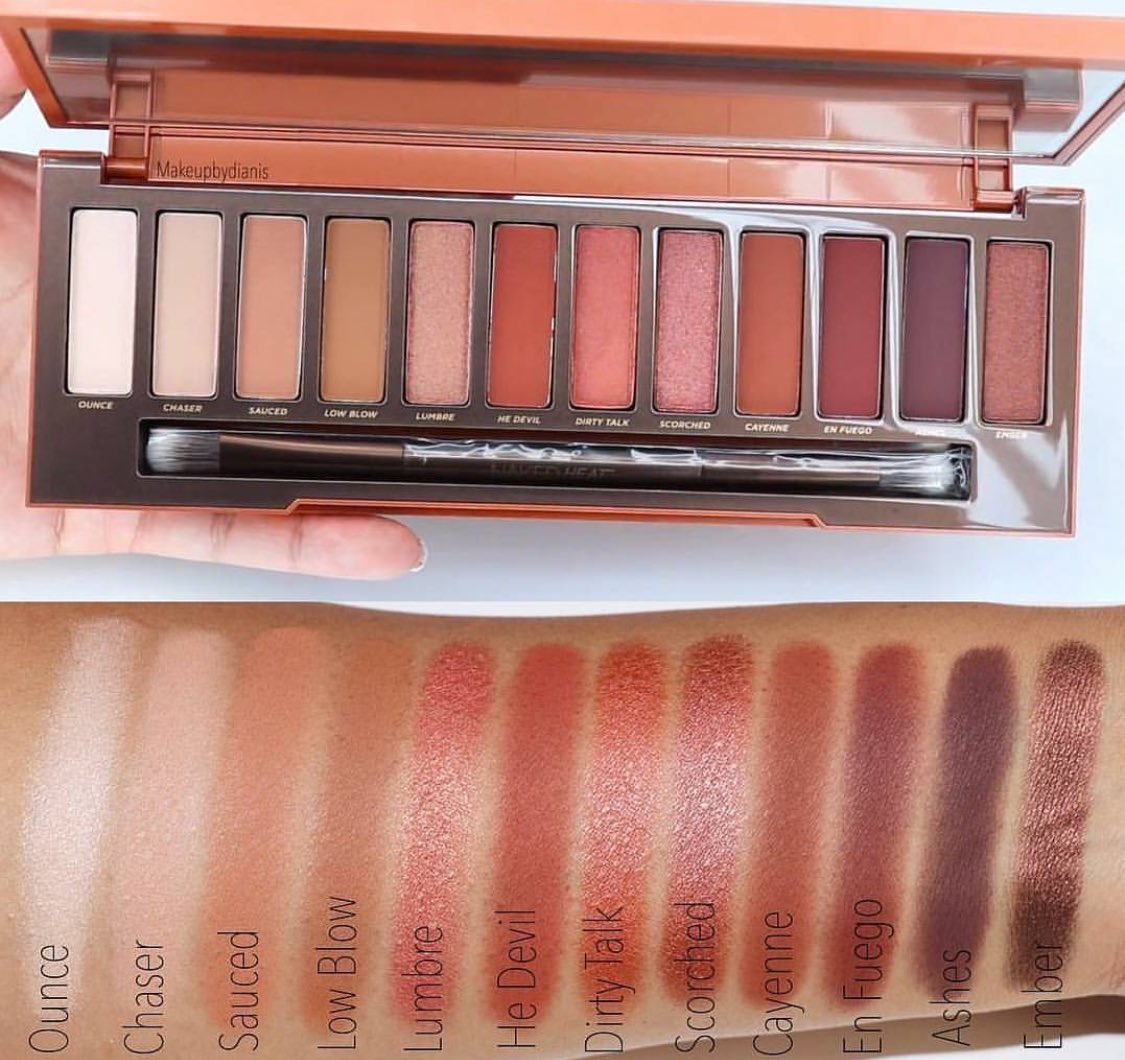 glowkit's tweet photo. Swatches of the Naked Heat palette🔥 https://t.co/BLjO5vYDKc