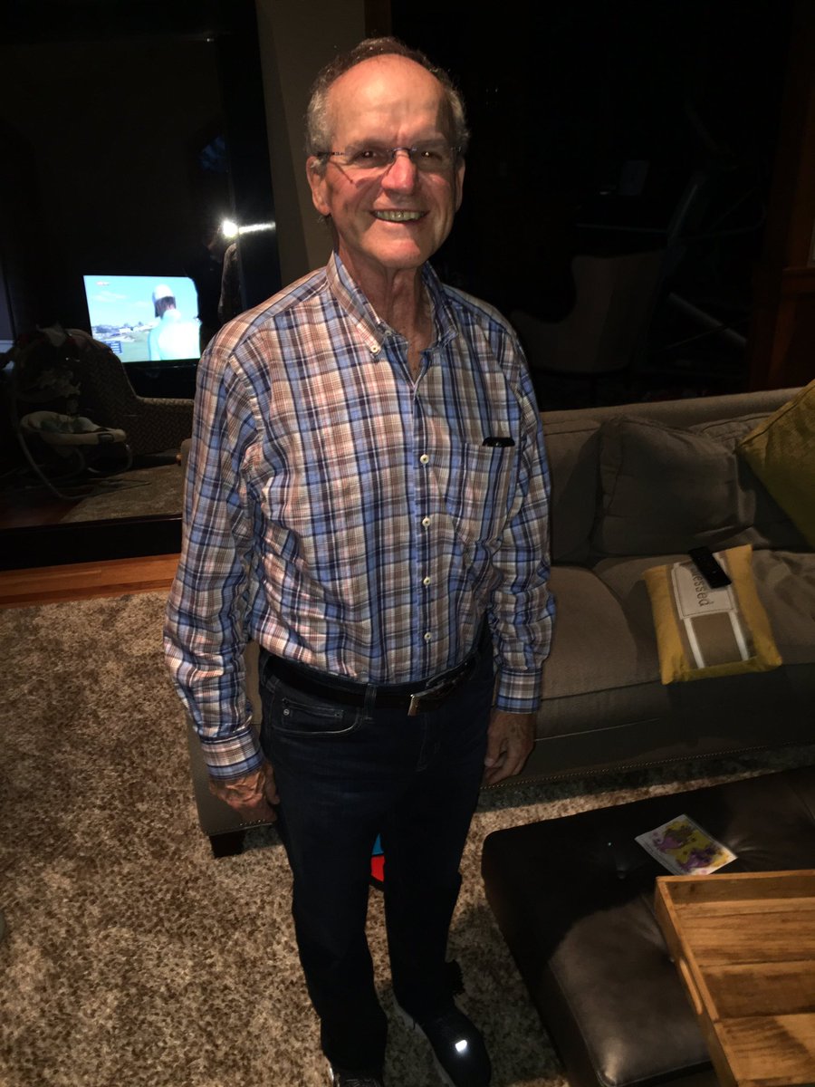 jimharbaugh's tweet photo. Happy Father's Day Jack Harbaugh. Attacking the World with an Enthusiasm Unknown To Mankind, Daily! Great Genes and Jeans 😎 https://t.co/0XfDsFaAoA