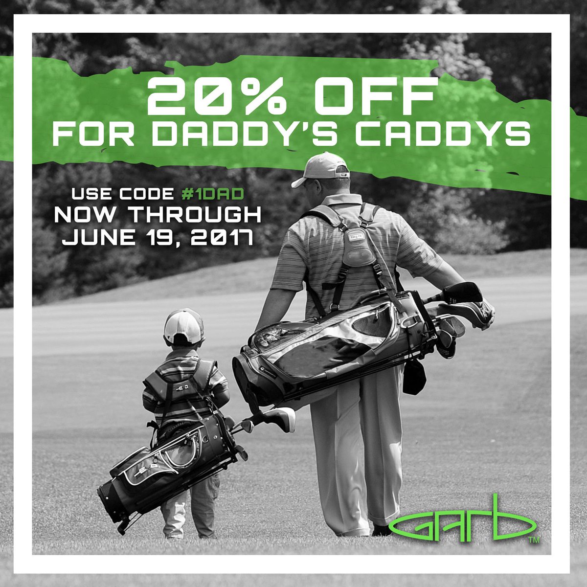 GarbGolf's tweet photo. Thank you Dad for all you do! 20% Off when you use promo code: #1DAD at check out online. https://t.co/GXVAe5WVZK #HappyFathersDay #GarbDad https://t.co/4hq1qeqRL6