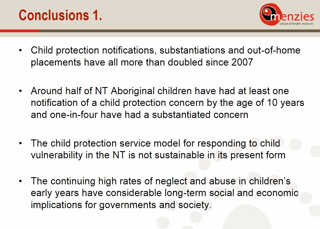 'We'd see this as a humanitarian crisis': health researcher Prof Silburn on over representation of Aboriginal kids in child protection #NTRC
