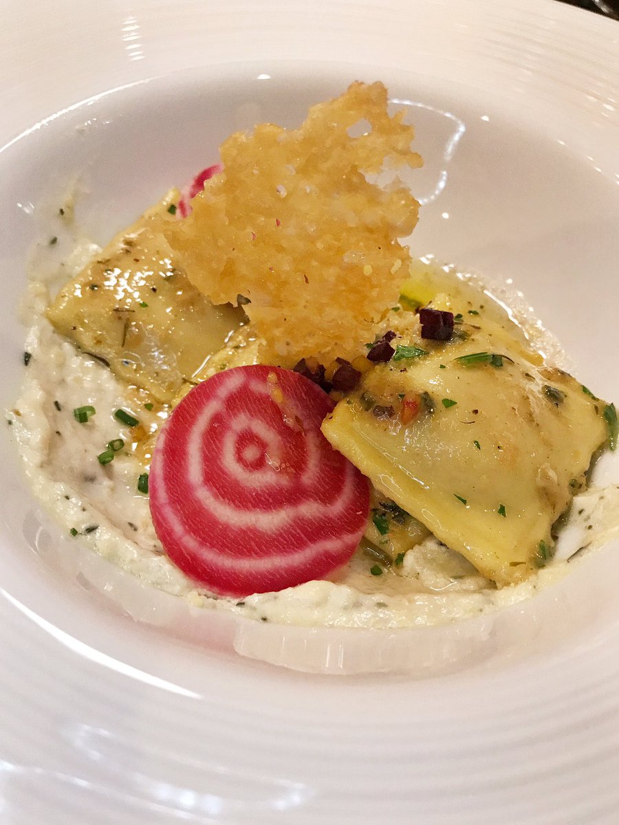 WestgateVegas's tweet photo. We've got the BEET & Goat Cheese Ravioli by Chef Michael after a White Asparagus Salad by Chef Sean ☺️ #LVRW #HelpOutDineOut https://t.co/ejUJWxEbYz