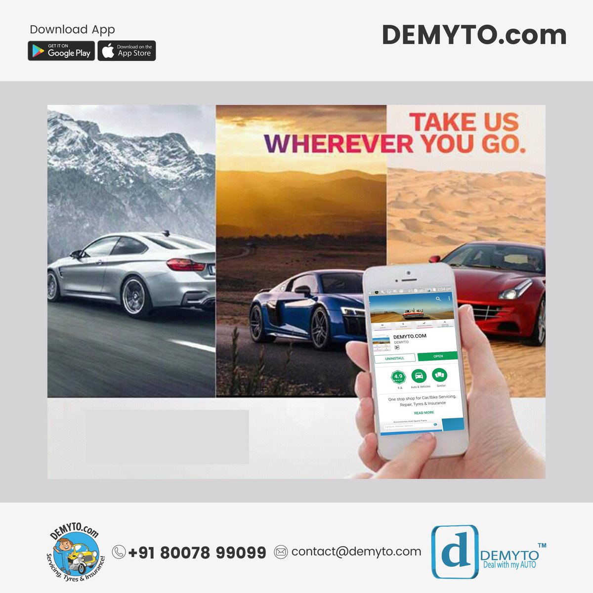 MYDEMYTO's tweet photo. Download our Mobile App and enjoy all the great benefits of car care...!!
#Demyto #DEalwithMYauTO
#PuneTrustedCarCare https://t.co/3oyaRwfEoJ