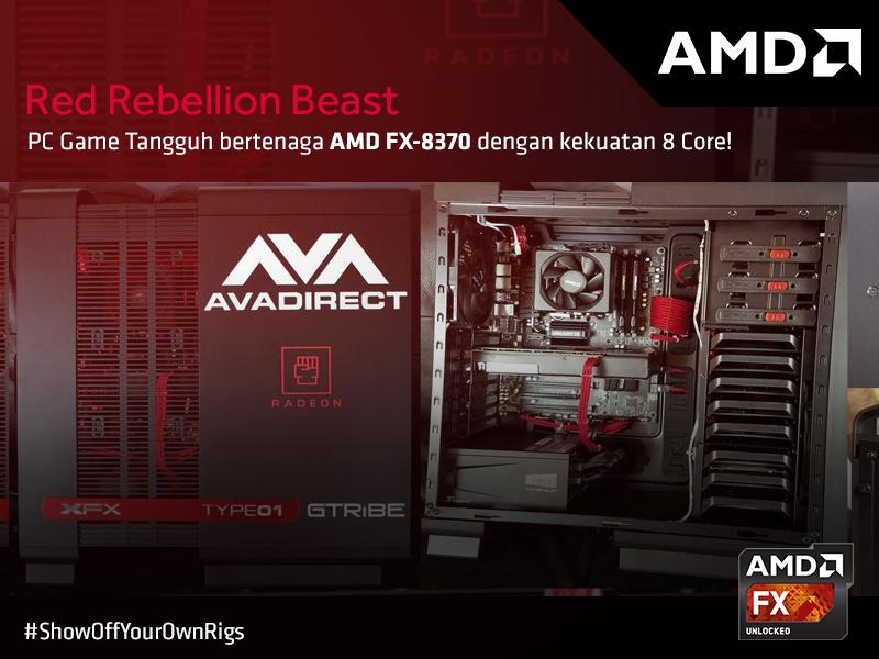 AMDIndonesia's tweet photo. #ShowOffYourOwnRigs Pakai #AMDFX 8370 berkekuatan s.d 8 Core, RED REBELLION BEAST bs jd inspirasi tuk PC Gamingmu! https://t.co/JkL49PChIH https://t.co/uBEQoOM8RF