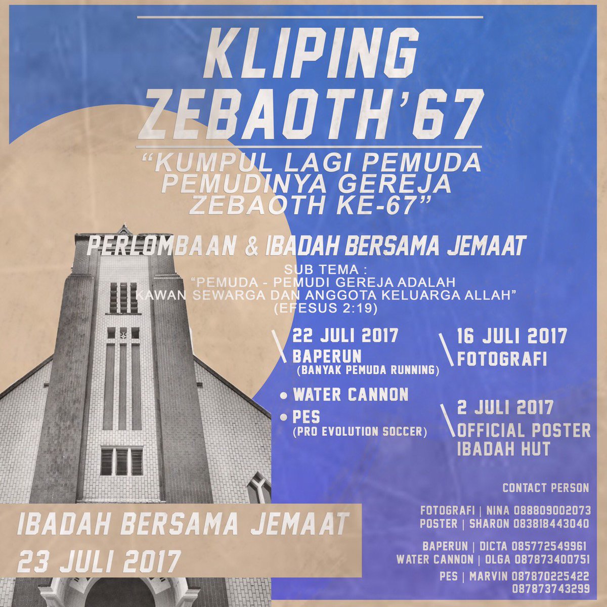 Halo Muda! Tak terasa GP memasuki usia ke-67. Ayo kumpul lagi di KLIPING Zebaoth '67 (Kumpul Lagi Pemuda-Pemudinya Gereja Zebaoth ke-67)!