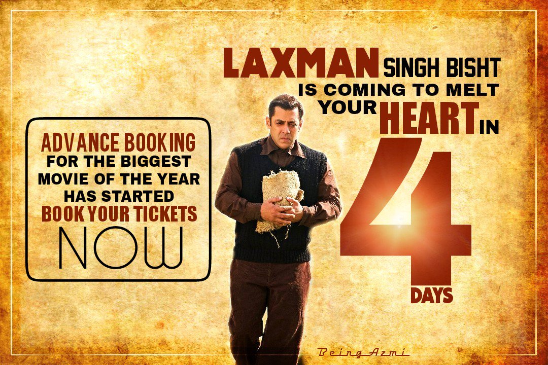 Laxman Singh Bisht is coming to melt your Heart in 4 Days. Book your Tickets now
bookmyshow.com/amp/movies/tub… #4DaysToTubelight @TubelightKiEid