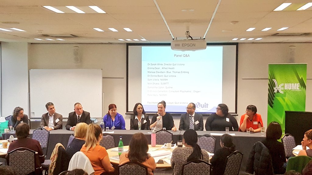 Expert panel answering #Mentalhealth  worker's questions. 100% #smokefree is better. Every client, every time, support their withdrawal.