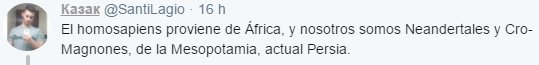 El homosapiens proviene de África, y nosotros somos Neandertales y Cro-Magnones, de la Mesopotamia, actual Persia.