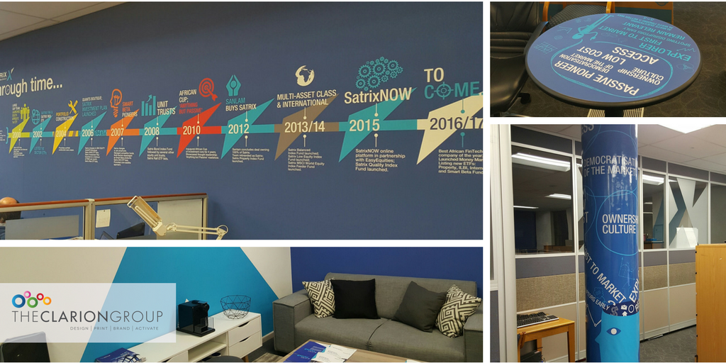 ClarionGroupSA's tweet photo. We recently teamed up with Natalie and Lynn from The Fire Engine Creative Specialists, to brand the Satrix investments offices in Bellville. https://t.co/lwNBllbK4j