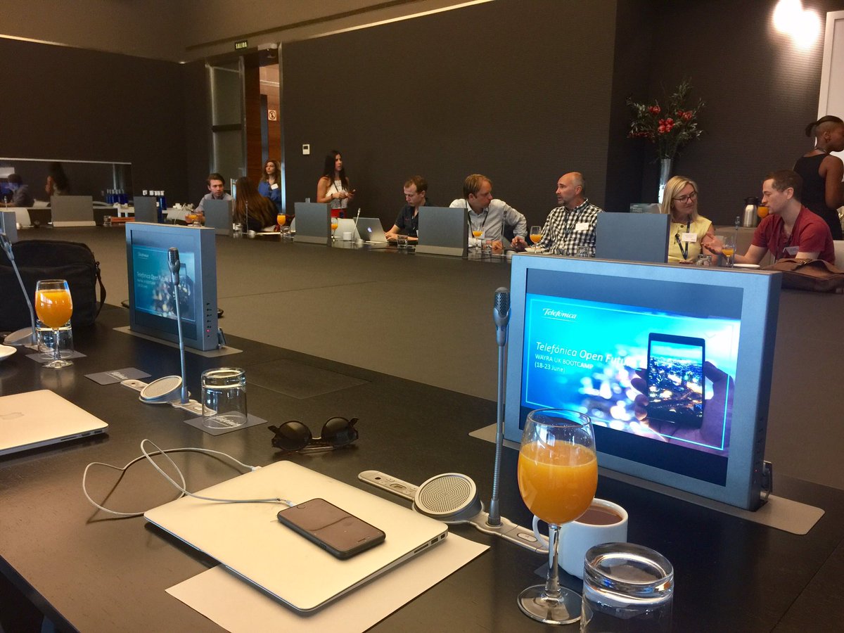 PraskSutton's tweet photo. At @Telefonica HQ. Feels a bit like the UN. Very swish indeed. Ready to put on my serious @Wi5_Tech face and #MakeBusiness https://t.co/FAPP1oh4Tk