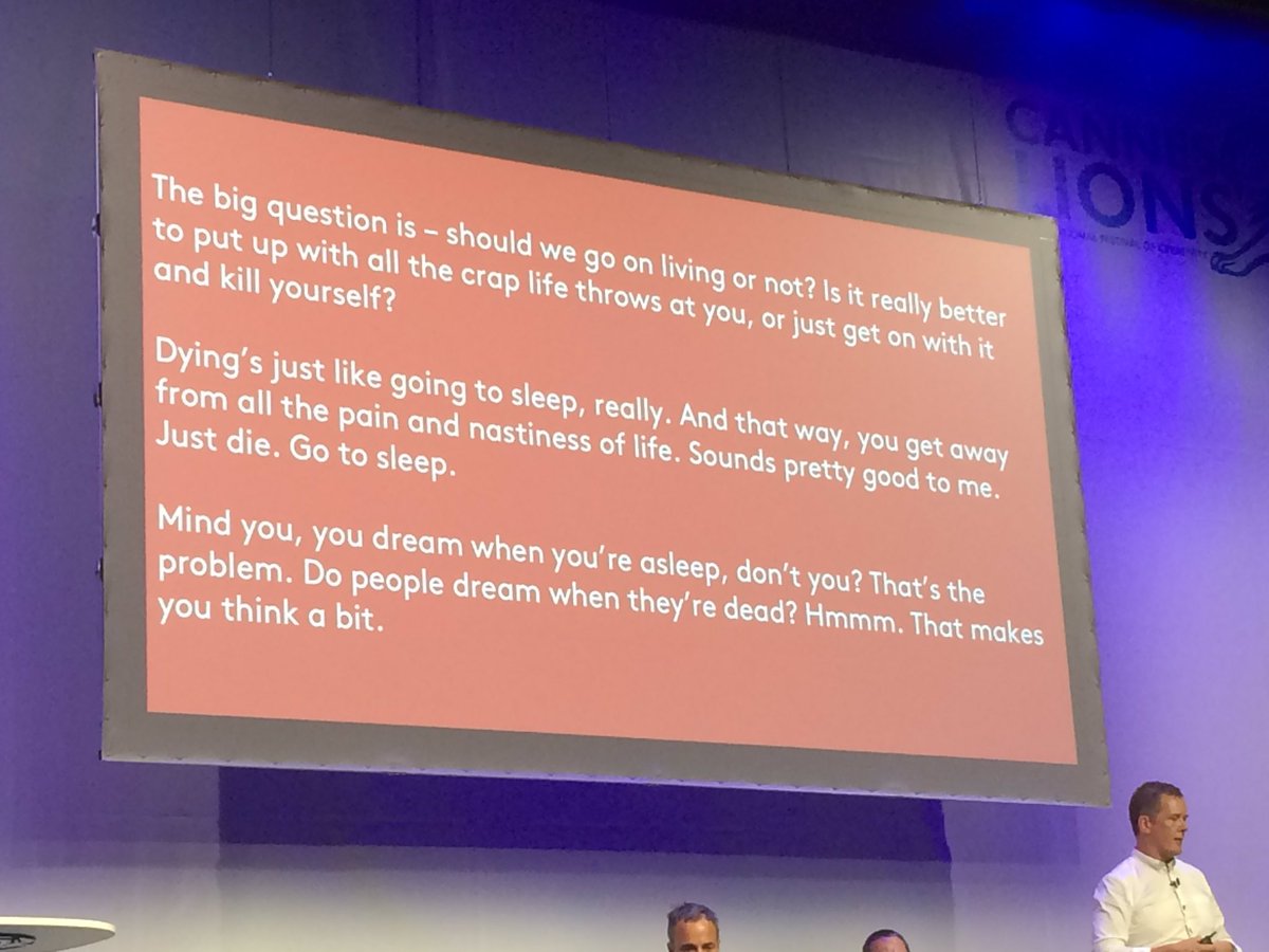 SamBanner90's tweet photo. Loved this seminar about how important language is in making things memorable #CannesLions #peculiarrocks https://t.co/8yBti0MDDC