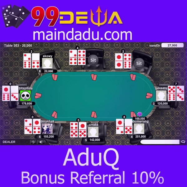 99dewa_'s tweet photo. Bonus Referral 10% di permainan AduQ 99dewa
#AduQ #Bonus #BandarPoker #BandarQ #CapsaSusun #Domino #DominoOnline #Domino99 #20MEDANTOPHITS https://t.co/uuDq1eDuGH