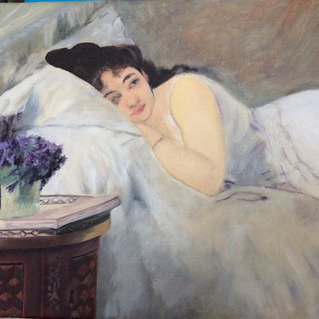 Copie du tableau Le Réveil d'Eva Gonzalès, 1878! #Coursdepeinture #art #reproductiontableaux