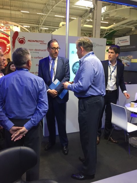 NWAerospace's tweet photo. Government Minister Richard Harrington at the NWAA stand in Paris talking to NWAA's Dr David Bailey & Neil McKay #SIAE #PAR17 #NWAAPAR17 https://t.co/7ySIp93wzC