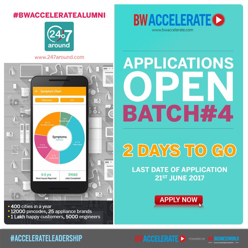 Last 2 days to go!!!! <a href="/BWACCELERATE/">BW Accelerate</a> inviting Applications for Batch #4. Powered by <a href="/BWBusinessworld/">BW Businessworld</a>.
bwaccelerate.com <a href="/ashusozg/">Ashu Agrawal</a>