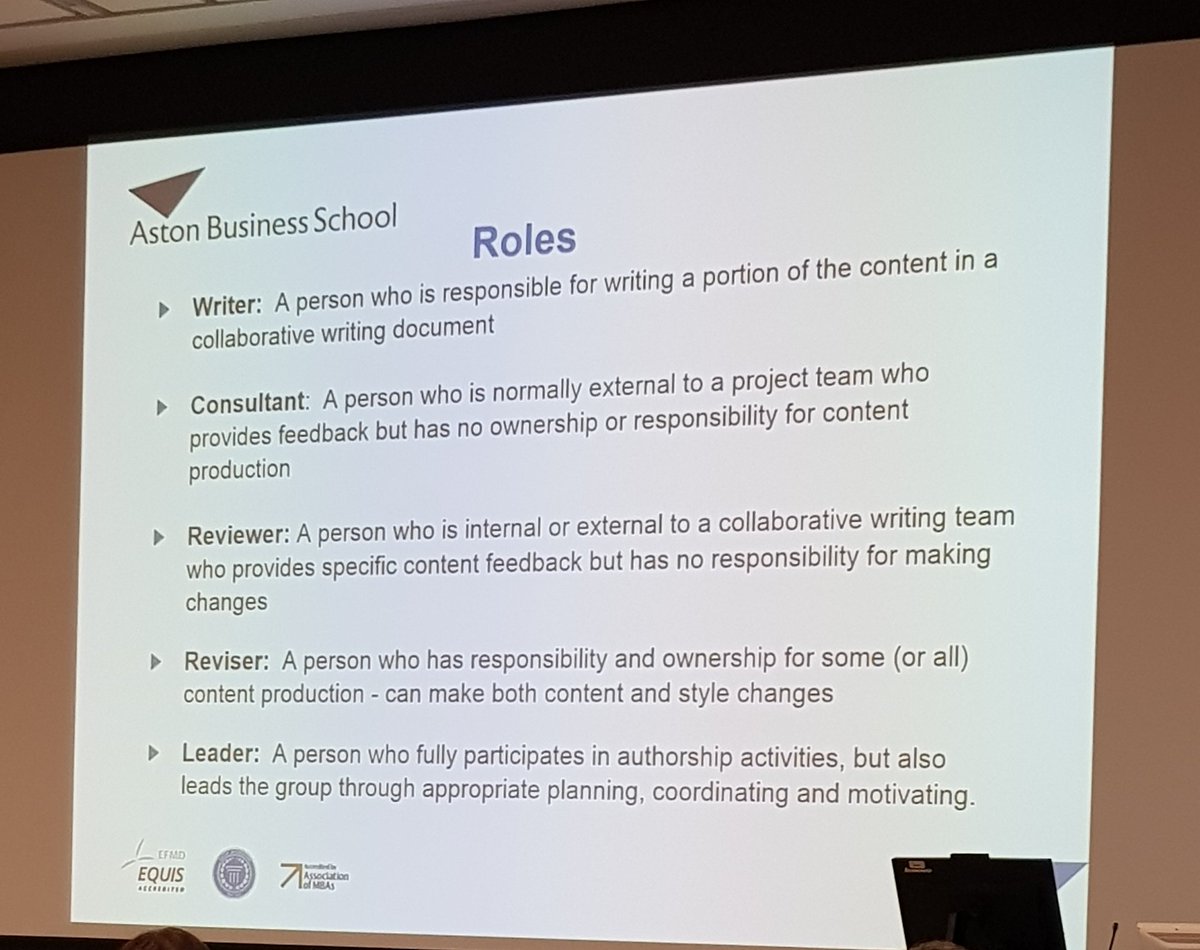 DrHelenMcEwan's tweet photo. Roles in #research #write-up #publication #collaboration @AstonBusiness DrNickTheodorakopoulos #BCUresearch  #BLSSCon17 https://t.co/tGscOygvfs