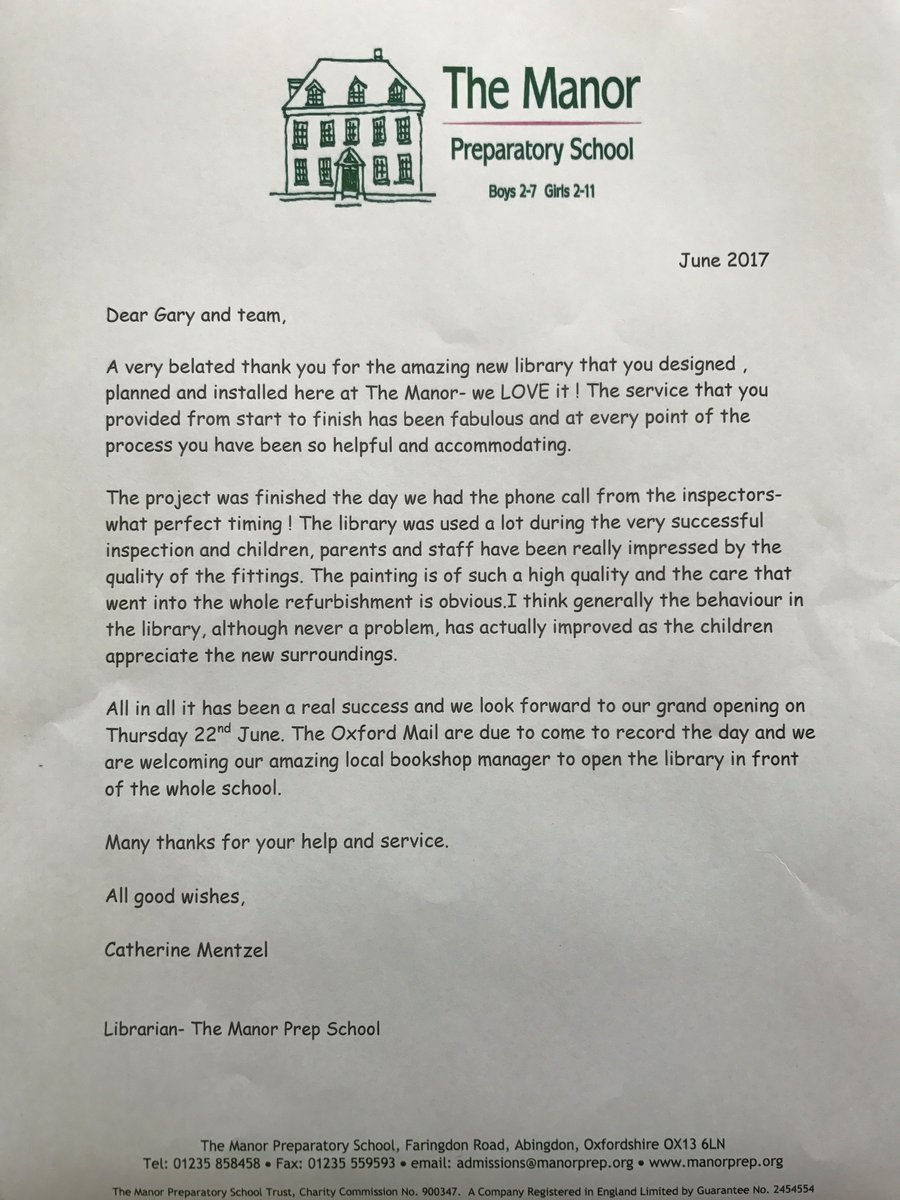 TapperInteriors's tweet image. Lovely thank you letter and student book received today from @manorprep. Its great to see you enjoying your new facility. #delightedclient