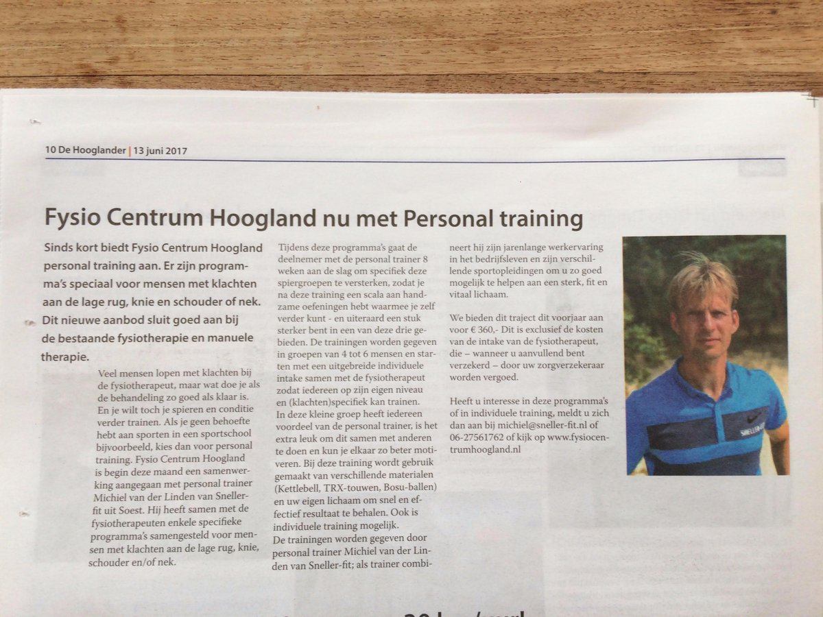 Trots, artikel in de Hooglander over <a href="/snellerfit/">Michiel vd linden</a> en <a href="/FysioHoogland/">FysioCentrumHoogland</a> sneller-fit.nl/sneller-fit-in…