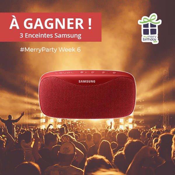 mymerrys's tweet photo. #MerryParty Week 5🎉
3 enceintes @Samsung pour la #FêteDeLaMusique
➡️https://t.co/1NFYIFQmEo
💚+ RT pour doubler tes chances!
#JeuConcours https://t.co/Gbe9KsK5Gy