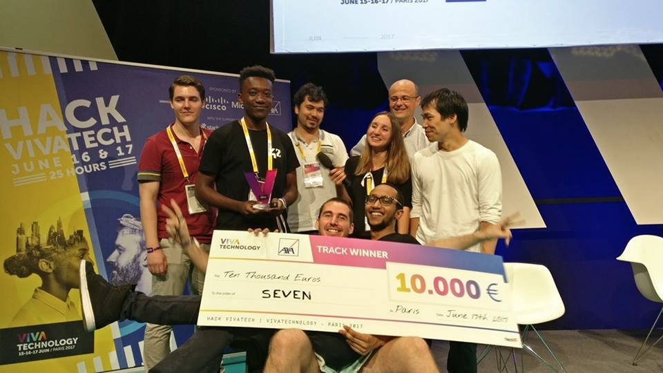 42born2code's tweet photo. 4 de nos étudiants font partie de l'équipe gagnante du #HackVivaTech @VivaTech Congrats team SEVEN #proudofyou https://t.co/dLPyVY6eXM