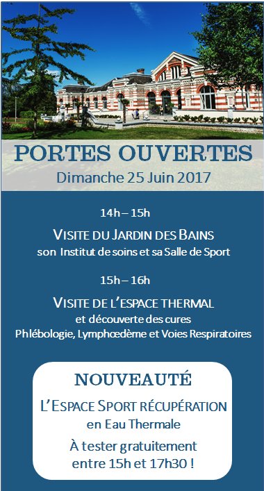 #ÉVÉNEMENT #PortesOuvertes aux Thermes et Jardin des Bains d'Argelès-Gazost 25/062017 dès 14h ! #gratuit testez l'Espace Sport Recup !