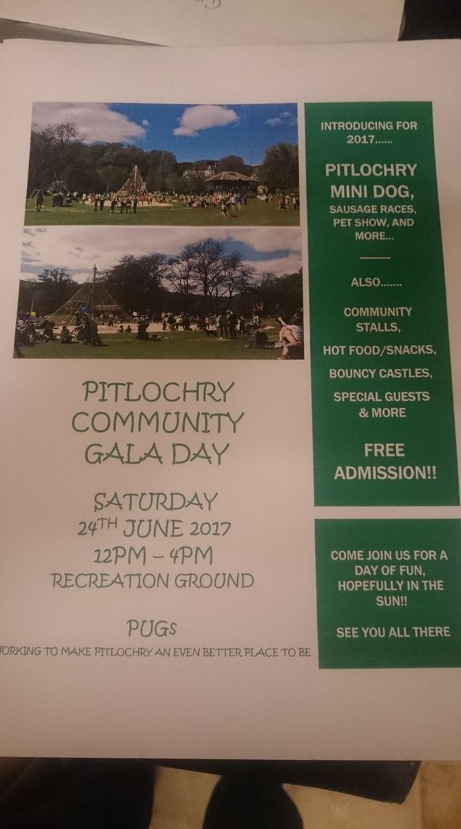 Pitlochry's 2nd Gala Day this Saturday in #HighlandPerthshire - bouncy castles, activities, food, games &amp; much more. ow.ly/2pPx30cHyaf