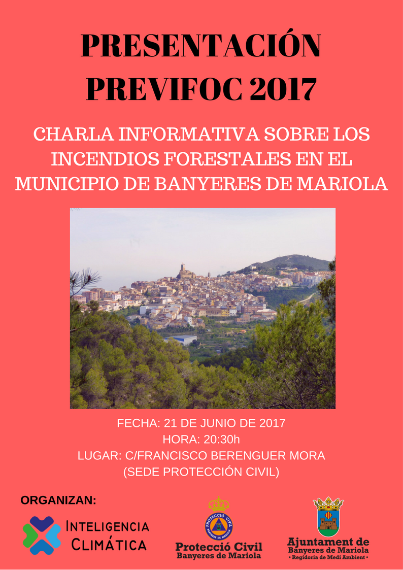 inteligenciacli's tweet photo. 📢#inteligenciaclimatica colabora con el Ayuntamiento de Banyeres de Mariola, en materia de incendios forestales 🔥⚠. 📆 21JUN17
⌚8:30 https://t.co/CgWBF0lUtO
