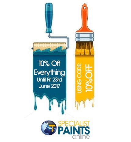 SPOLtd's tweet photo. 10% Off Using Code: 10%OFF Valid until Friday 23rd June T&amp;Cs apply
https://t.co/NY8FRRsh3Y  #specialistpaints #discount #discountcode #diy https://t.co/z81mWoFPXw
