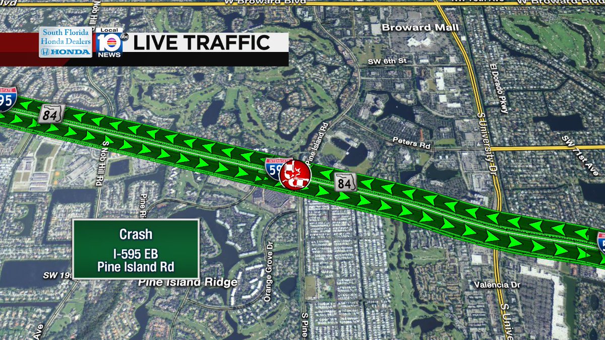 Crash on I-595 EB at Pine Island Rd #trafic https://t.co/NLDDehJjHs