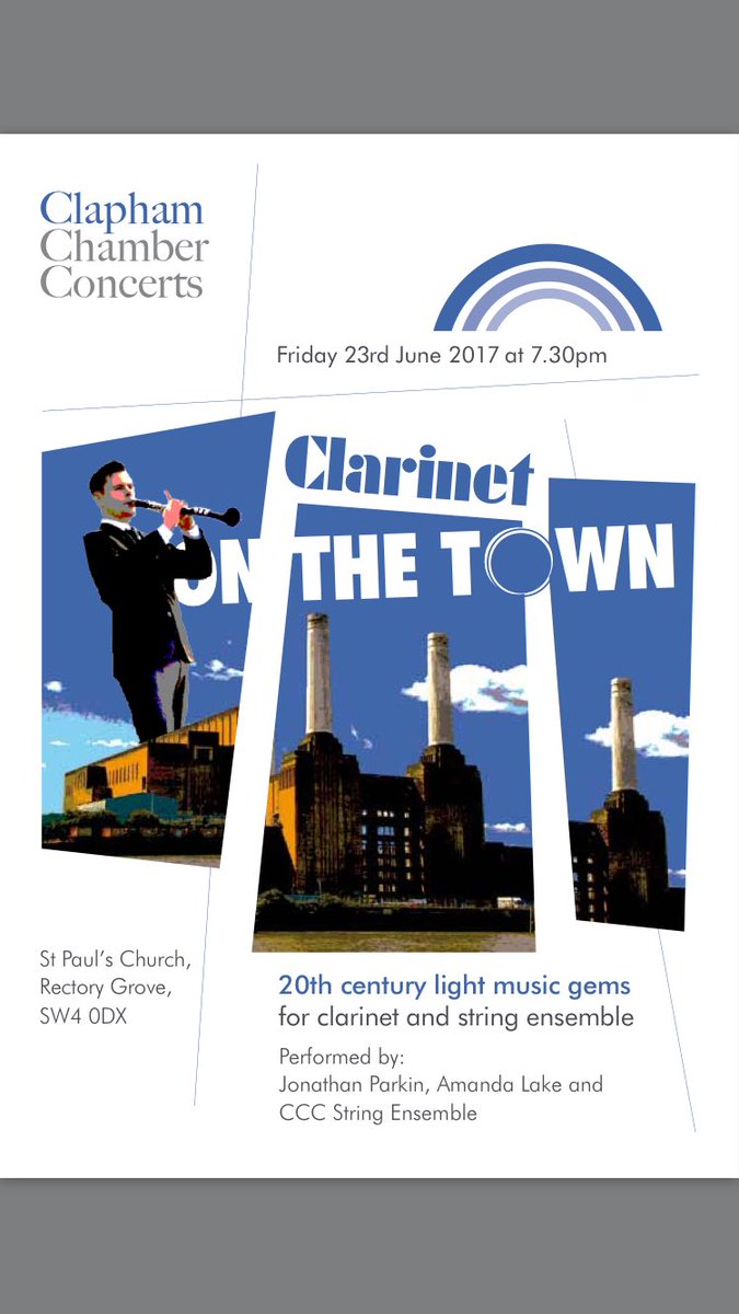 ClaphamConcerts's tweet photo. 730 this Friday. Awesome summer concert! #lightmusic #clarinet #clapham #diaryit https://t.co/mApEPai1uH