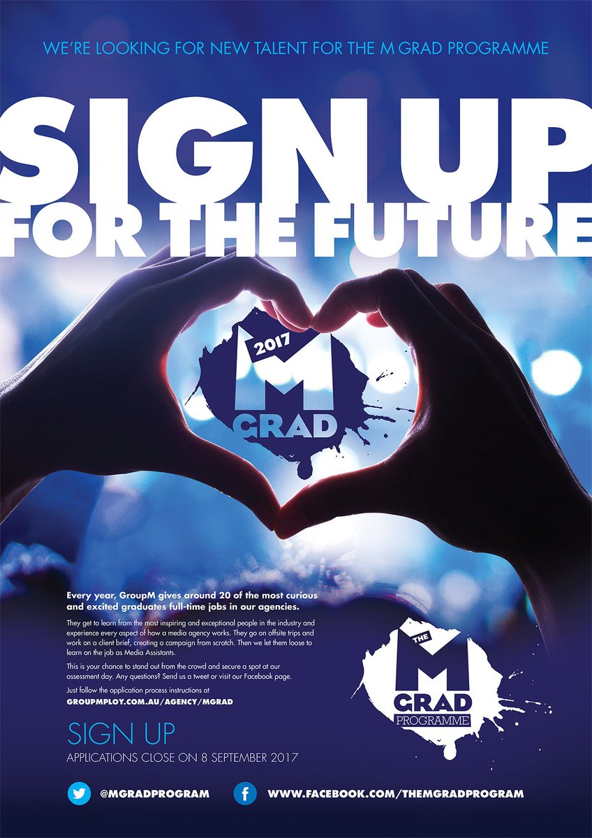 MGradProgram's tweet photo. GroupM are looking for new talent for The M Grad Programme – the paid graduate programme starting 29 January 2018. https://t.co/EXScpyHiPG https://t.co/xpSl6EV56i