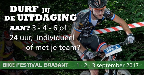 #durfjij de uitdaging aan? 1-2-3 september 2017 #Individueel of met #vrienden of #vriendinnen SCHRIJF JE DAN NU IN 
bikefestivalbrabant.nl