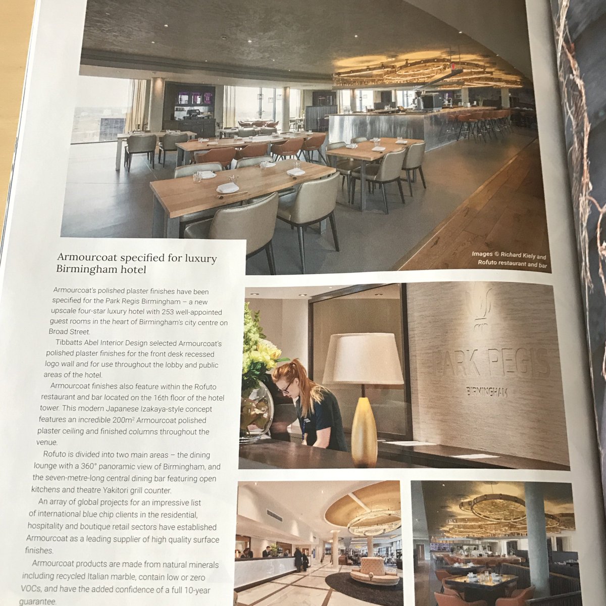 Armourcoat's tweet photo. Great looking page in this month's @HI_magazine featuring @TibbattsAbel @RofutoTweets and @ParkRegisBirm #interiordesign https://t.co/rT8AUi8DnC