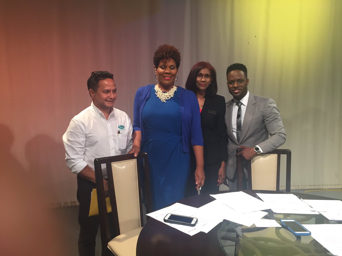Jamprocorp's tweet photo. Good @morninbarbados!!! Market Dev. Mgr., Marlene Porter &amp; Omar Azan #BossFurniture promoting doing #business in #JA in #Barbados #CMM2017 https://t.co/rvDyLnoHdx