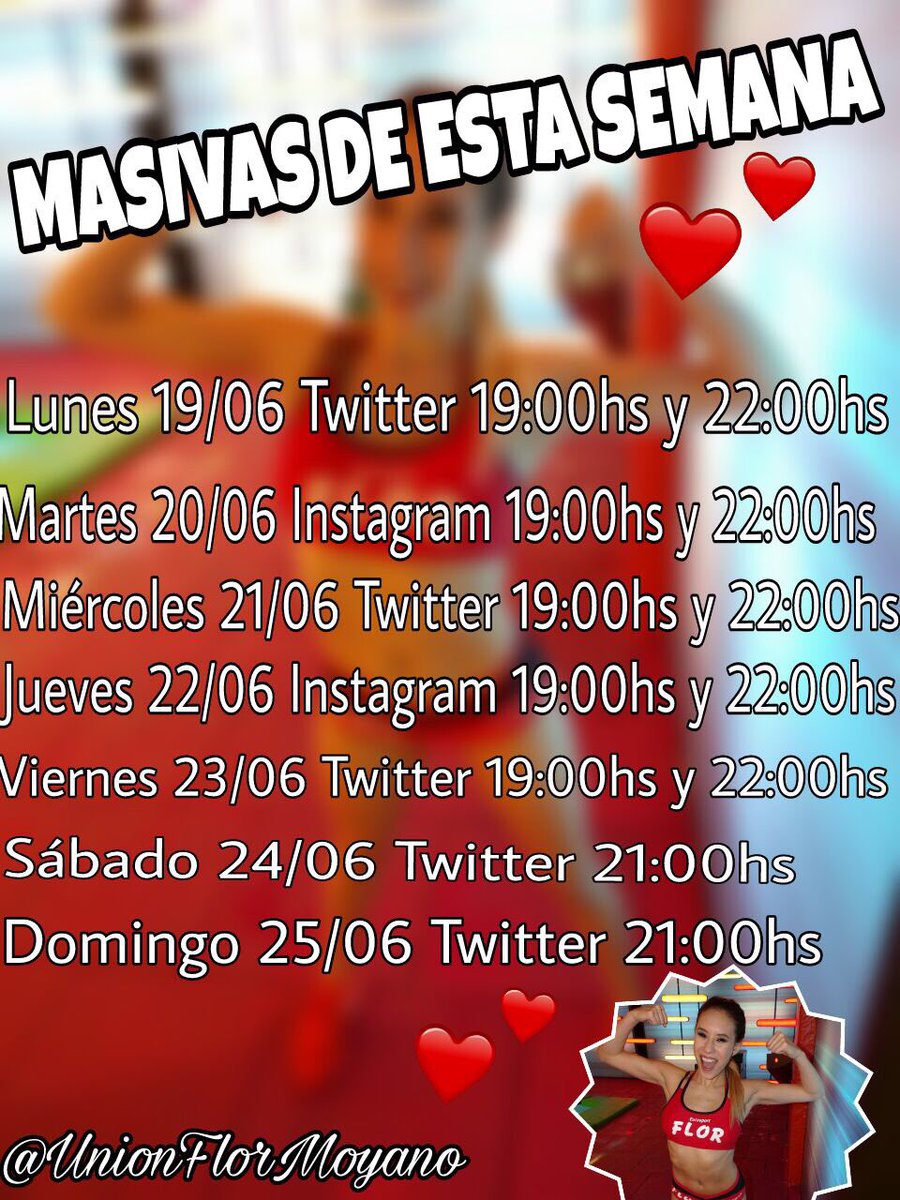 UnionFlorMoyano's tweet photo. Estas son las masivas de esta semana ESPERAMOS SU AYUDA 💪🏻
Hoy es en Twitter a las 19:00 y a las 22:00 ESTÉN ATENTOS💖 https://t.co/yQLuBNGHBs
